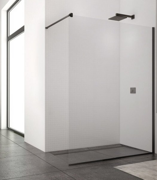 Ronal Sanswiss Easy Black Ścianka prysznicowa Walk-in 160x200 cm profile czarny mat szkło przezroczyste Aquaperle STR4P1600607