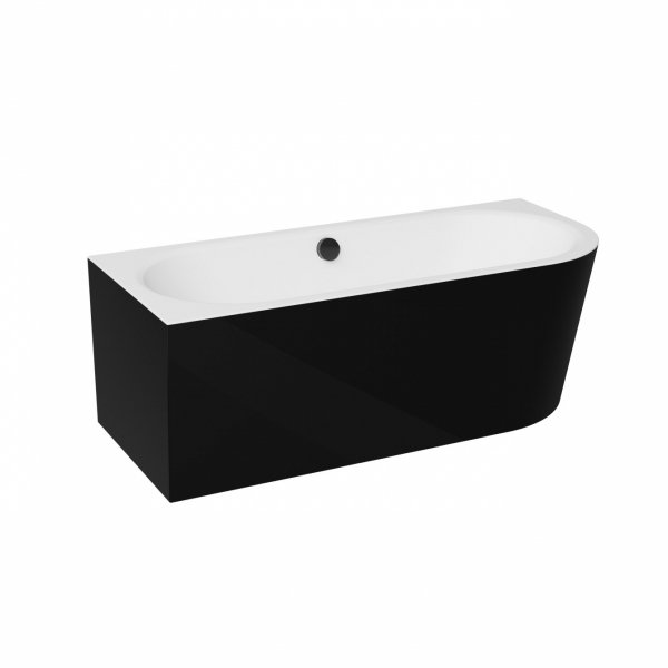 Besco Avita A-line B&amp;W wanna wolnostojąca czarno/biała 170 P + syfon złoty z napełnieniem przez przelew WAA17ABPZN