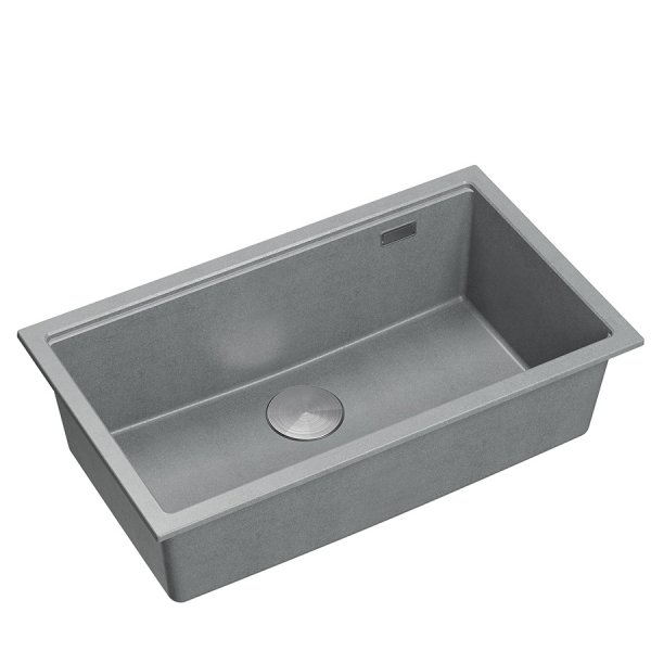 Quadron LOGAN 110 GraniteQ zlewozmywak silver stone 76x44x23,5 cm 1-komorowy podwieszany z syfonem manualnym stal szlachetna HQD7644U5BSU