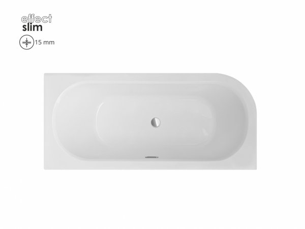 Besco Avita Slim+ wanna asymetryczna 180 Lewa + syfon z przelewem biały WAV180LPB