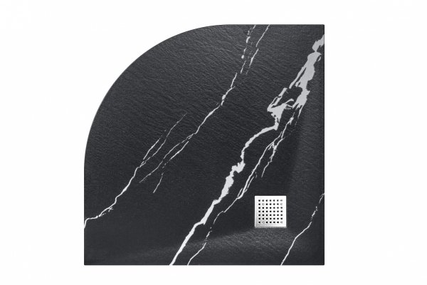 Besco Vexo Marble Black brodzik półokrągły 90 VMB9090P