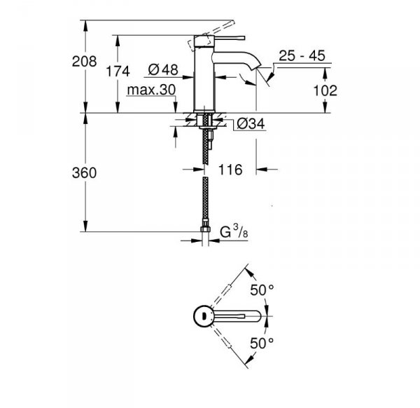 Grohe Essence Bateria umywalkowa bez korka phantom black 24172KF1