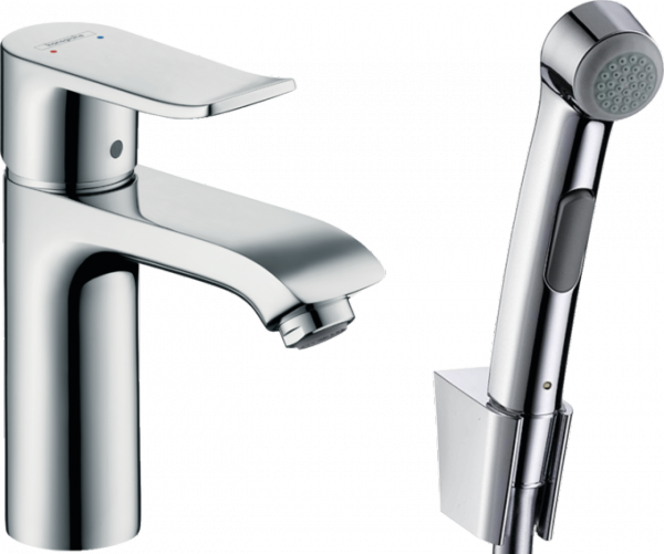 31285000 Hansgrohe Metris Jednouchwytowa bateria umywalkowa 110 z główką Bidette i wężem 160 cm, komplet odpływowy Push-Open