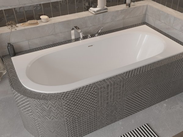 Besco Avita Slim+ wanna asymetryczna 180 Lewa + syfon z przelewem gun metal WAV180LPG