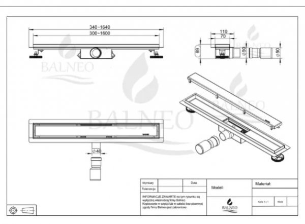 Balneo Duplex Next Mirror Gold 2w1 Odpływ liniowy dwustronny do wklejania płytki 80 cm lustrzane złoto A0101080102-3 WYSYŁKA 24H MAGAZYN
