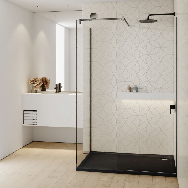 Schedline Brodzik akrylowy Sharper Black Stone 80x100x4,5 cm, prostokątny, Gwarancja 7 lat 3S.S1P-80100/C/ST
