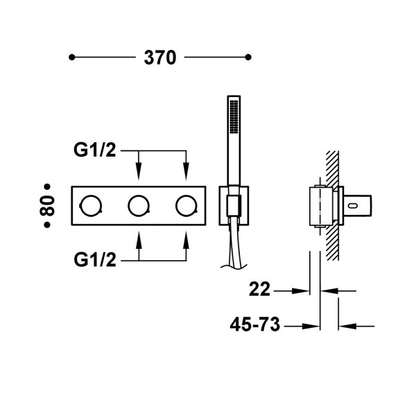 Tres B-SYSTEM Bateria termostatyczna podtynkowa 4-drożna B-system-30735401NM