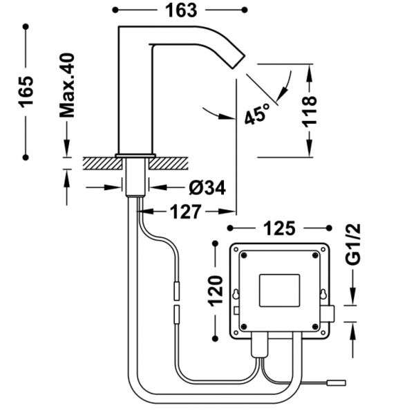 Tres Baterie Elektroniczne Elektroniczna bateria 1-drożna umywalkowa 39210305