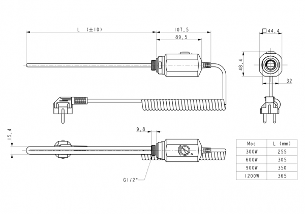 Termix Grzałka elektryczna RD10 600W do grzejników łazienkowych RD10600CZ czarny