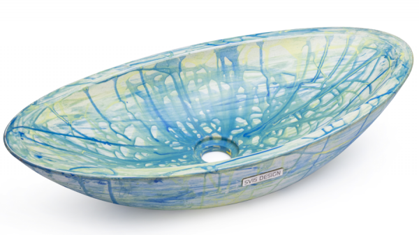  S.V.I.S. Design UMYWALKA 60 CM ORION BASIC - FLOW, NIEBIESKI I ŻÓŁTY, LAKIER MATOWY