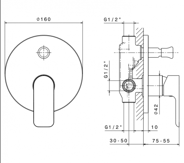 Vema Slate bateria wannowo-prysznicowa podtynkowa chrom V14140