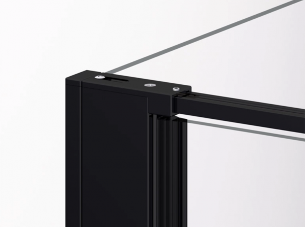 Ronal drzwi wahadłowe jednoczęściowe z elementem stałym w linii 140x200 cm, szkło przezroczyste, profile BLACK LINE czarny mat D22T13080600607