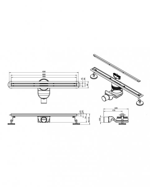 Lavita Odpływ liniowy Linear slim Brushed Copper 600 5900378370239