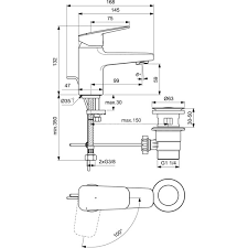 Ideal Standard Ceraplan Bateria umywalkowa z korkiem chrom BD203AA