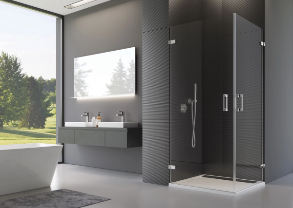 Ronal Sanswiss wejście narożne jednoczęściowe 40-100x200 cm, szkło Master Carré, profile chrom PUE1GSM11030