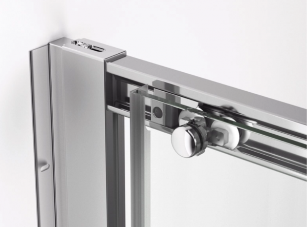 Ronal wejście narożne prawe na wymiar z drzwiami rozsuwanymi, kabina asymetryczna 60-90x0-200 cm, szkło przezroczyste, profile biały TLSDSM10407