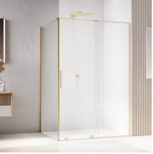 Ronal Sanswiss ścianka boczna na wymiar 600-1200x2001-2250 mm, szkło przezroczyste, profile złoto szczotkowane D35F1SM21307