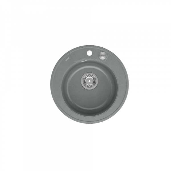 Quadron MORGAN 210 GraniteQ zlewozmywak silver stone z syfonem Push To Open stal szlachetna okrągły 1-komorowy b/o HB8301U5BSP2O