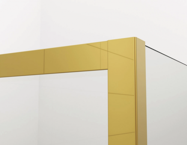 Ronal Sanswiss drzwi wahadłowe jednoczęściowe z elementem stałym w linii 140x200 cm, szkło przezroczyste, profile GOLD LINE profil złoty CA13D1401207
