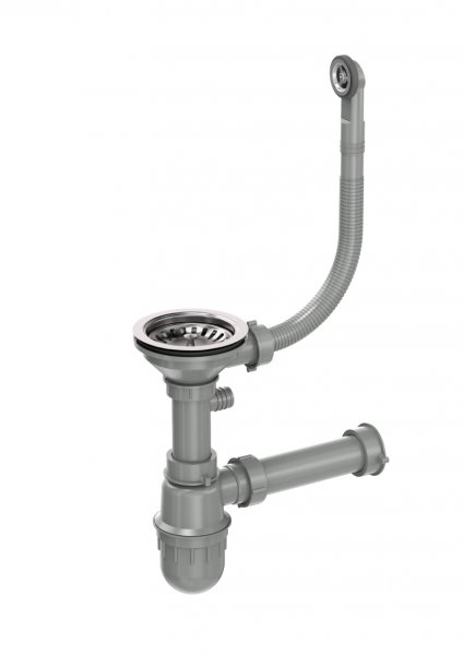 Quadron Odpływ zatyczkowy 3 1/2&quot; z syfonem 1-komorowy stal szlachetna (GRANIT-pionowy), eco BM1G4
