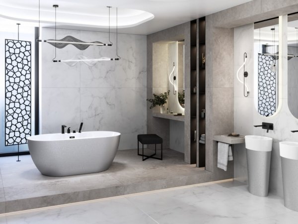 Besco Navia Glam wanna wolnostojąca 150 Grafitowa + maskownica syfonu z przelewem gun metal WA150NGG
