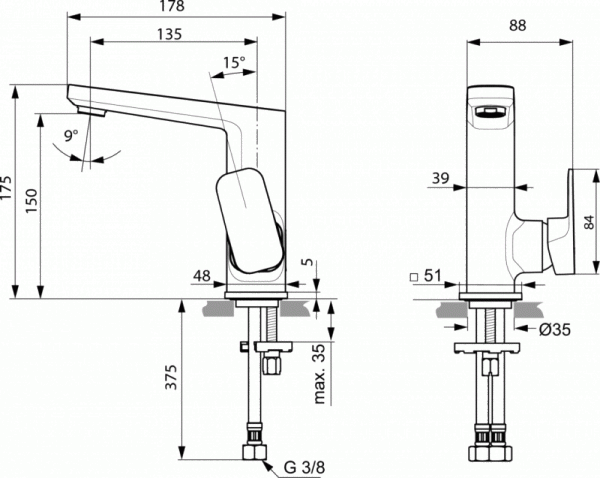 Ideal Standard TONIC II Bateria umywalkowa A6333AA
