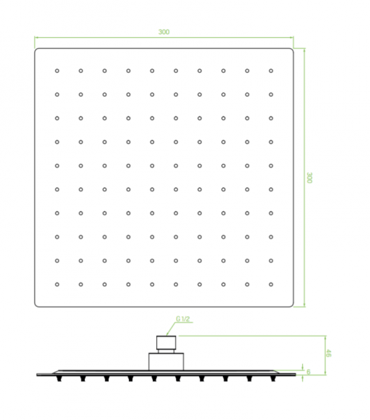 LAVEO KVADRATO - DESZCZOWNICA SLIM KWADRATOWA 300x300 mm CZARNY - NLQ7D2S