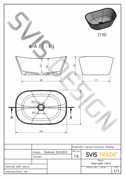 S.V.I.S. Design UMYWALKA 50 CM LIBRA BASIC - BARDZO JASNY CEGLASTY, BEZ DEKORU, BEZ LAKIERU