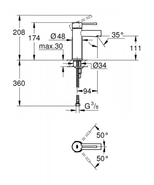 Grohe Essence Bateria umywalkowa bez korka chrom 34813001