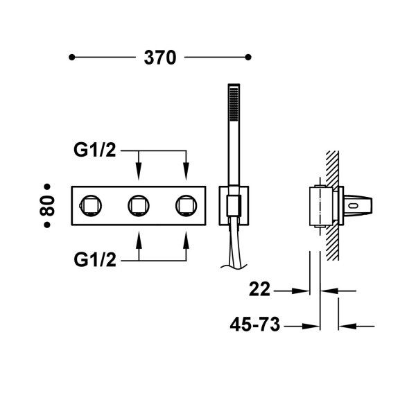 Tres B-SYSTEM Bateria termostatyczna podtynkowa 4-drożna B-system-30725401OP