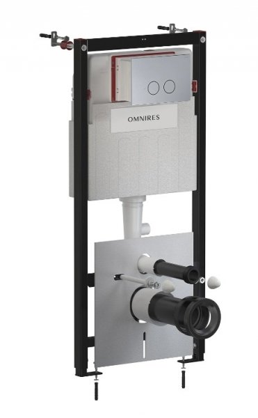 Omnires Eco Flush Set STRONGFRAME stelaż podtynkowy z ECO spłukiwaniem do miski toaletowej + STEEL-R45 przycisk spłukujący ze stali nierdzewnej nikiel szczotkowany STFWCECO1R45-RNI