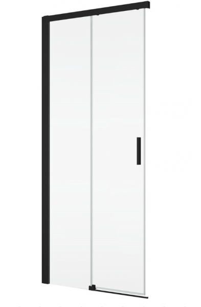 Ronal wejście narożne lewe na wymiar z drzwiami rozsuwanymi, kabina asymetryczna 60-90x0-200 cm, szkło Durlux 200, profile BLACK LINE czarny mat TLSGSM10622