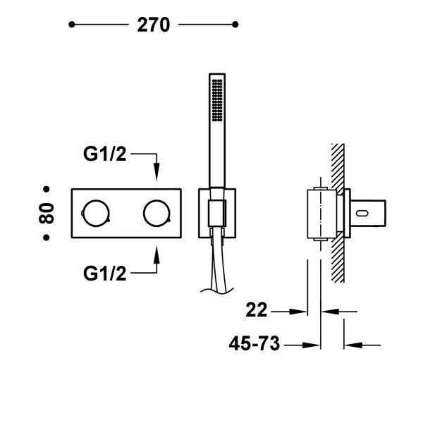 Tres B-SYSTEM BATERIA TERMOSTATYCZNA PODTYNKOWA 2-DROŻNA B-SYSTEM-30735201