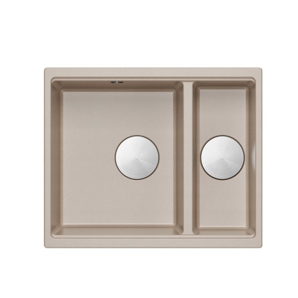 Quadron QUADRON | LOGAN 150 | granitowy zlewozmywak kuchenny CZARNY + STAL | wymiary: 55,5 x 46 x 22 cm | 1,5-komorowy podwieszany | podbudowa szafki od: 60 cm HCQL5646U8BSU