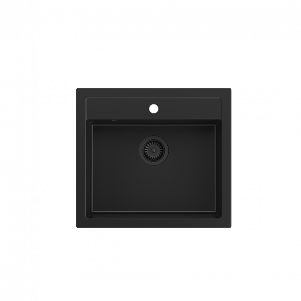 QUADRON BILL 110 GRANITEQ zlewozmywak wpuszczany 1-komorowy 595x540x205 mm, pure carbon / odpływ czarny HCQB6054U7BLM