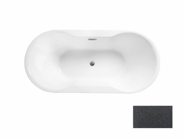 Besco Navia Glam wanna wolnostojąca 140 Grafitowa + maskownica syfonu z przelewem gun metal WA140NGG
