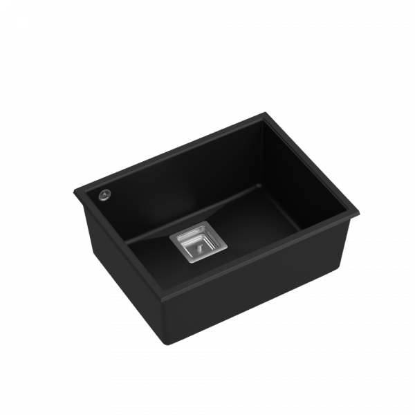 Quadron David 40 zlew granitowy 1-komora 42x42 cm pure carbon/elementy stalowe HQD5542U7BS