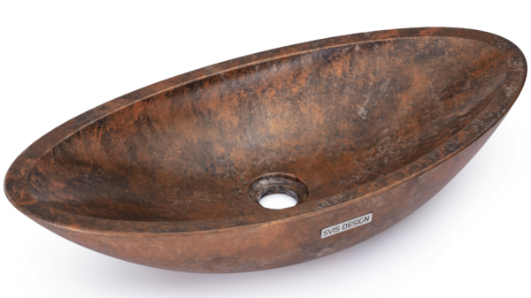  S.V.I.S. Design UMYWALKA 60 CM ORION BASIC - SMOKED METAL, CZARNY I MIEDZIANY, LAKIER PÓŁMATOWY UBX.ORION.BC.060.000.MS.01.2