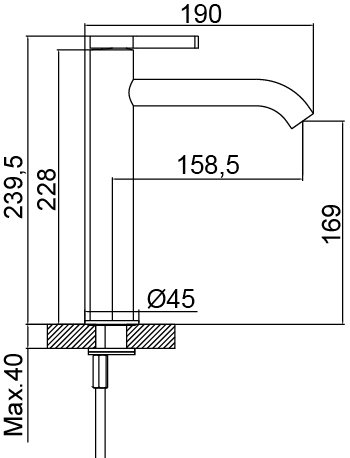 AQG Bateria umywalkowa wysoka Urban Flow złoto szczotkowane 01URF120OC