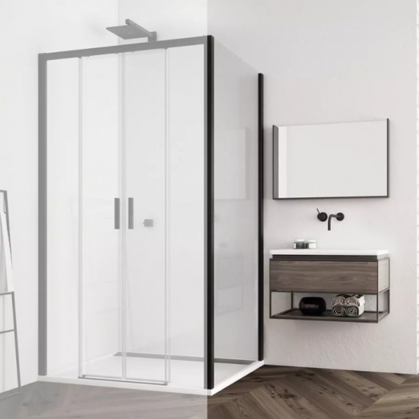 Ronal Top Line S ścianka prysznicowa 80 cm boczna do drzwi czarny mat TOPF20800607