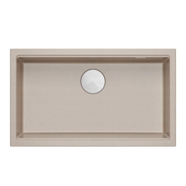 Quadron LOGAN 110 GraniteQ zlewozmywak pearl beige 76x45x23,5 cm 1-komorowy podwieszany z syfonem manualnym stal szlachetna HQD7644U2BSU