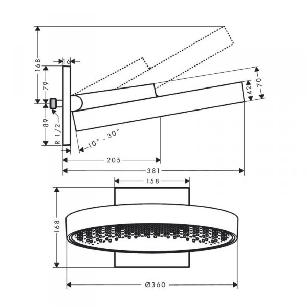 Hansgrohe Rainfinity Deszczownica ścienna 36 cm chrom 26230000