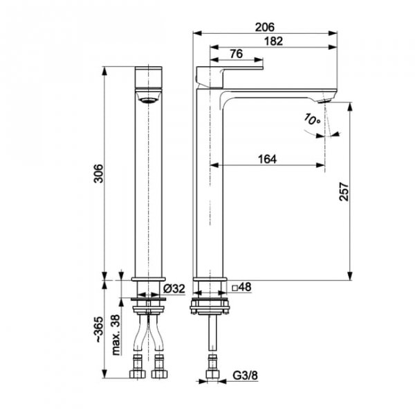 KFA Armatura Dust Bateria umywalkowa wysoka chrom 30.6 cm 93832050