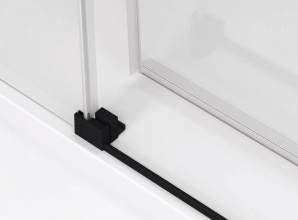 Ronal drzwi jednoczęściowe prawe ze ścianką stałą w linii 150x200 cm, szkło przezroczyste, profile BLACK LINE czarny mat TLS2D1500607