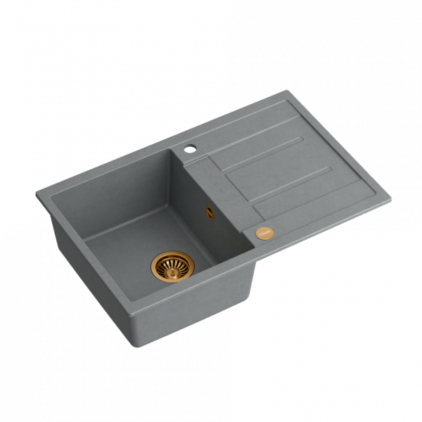 QUADRON MORGAN 111 GraniteQ zlew 1 komora silver stone/elementy miedziane 780x500x220  HB8203U5C1P2O