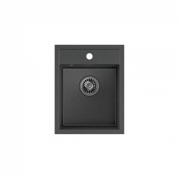 QUADRON JOHNNY 90 GraniteQ zlewozmywak granitowy black dotted (czarny) 1-komorowy z/o (39x50x20), z syfonem stal szlachetna HCQJ3950CZK