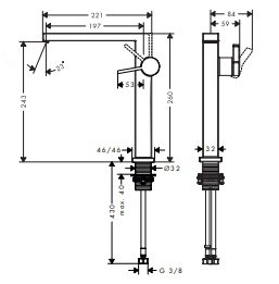 Hansgrohe Tecturis E Jednouchwytowa bateria umywalkowa 240 Fine CoolStart EcoSmart+ bez kompletu odpływowego Brąz Szczotkowany 73070140