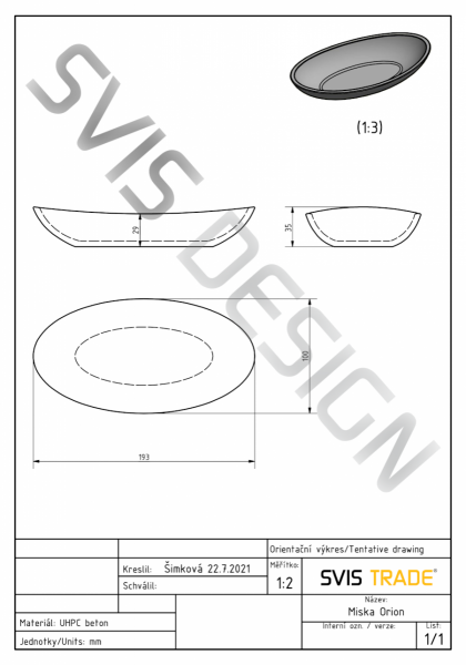 S.V.I.S.Design MISKA 19 CM ORION BASIC - CEGLASTY, BEZ DEKORU, LAKIER MATOWY