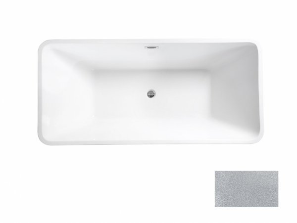 Besco Evita Glam wanna wolnostojąca 160 Srebrna + maskownica syfonu z przelewem gun metal WA160ESG