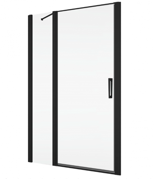 Ronal drzwi wahadłowe jednoczęściowe z elementem stałym w linii 120x200 cm, szkło przezroczyste, profile BLACK LINE czarny mat D22T13080400607